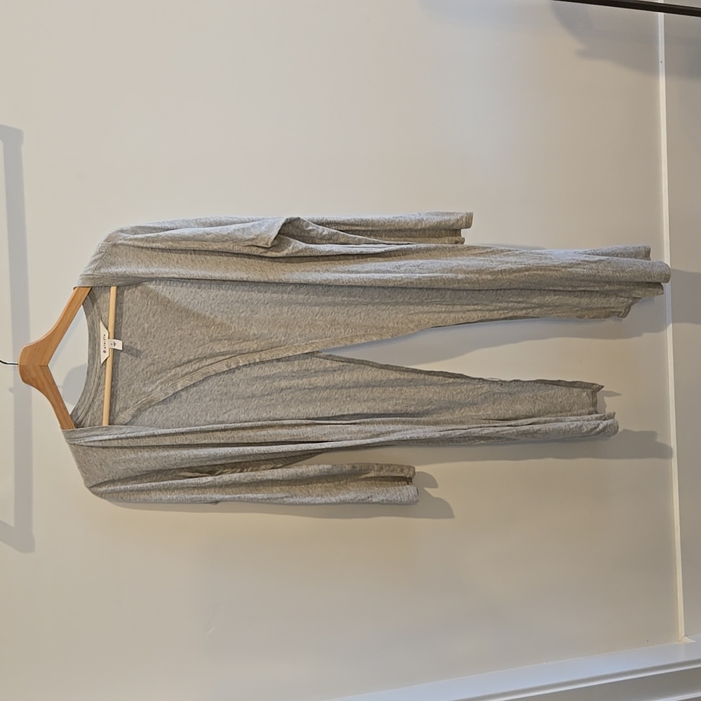 Athleta Womens Cardigan Open Back Sweater Gray Camino Wrap Long Sleeve M